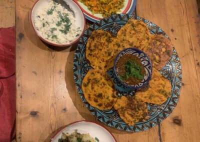 Pudlas with two chutneys and two fillings